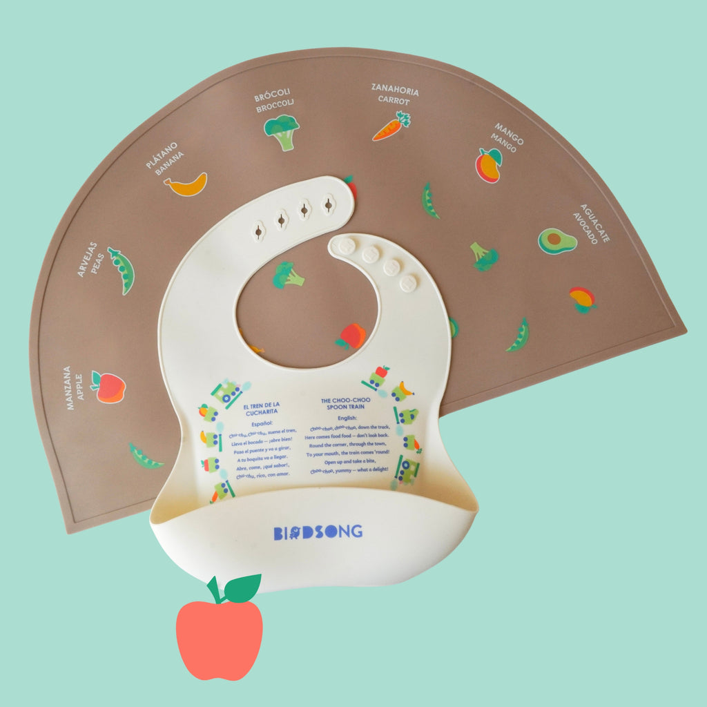 El Tren de la Cucharita (Choo-Choo Spoon Train) Bilingual Silicone Bib