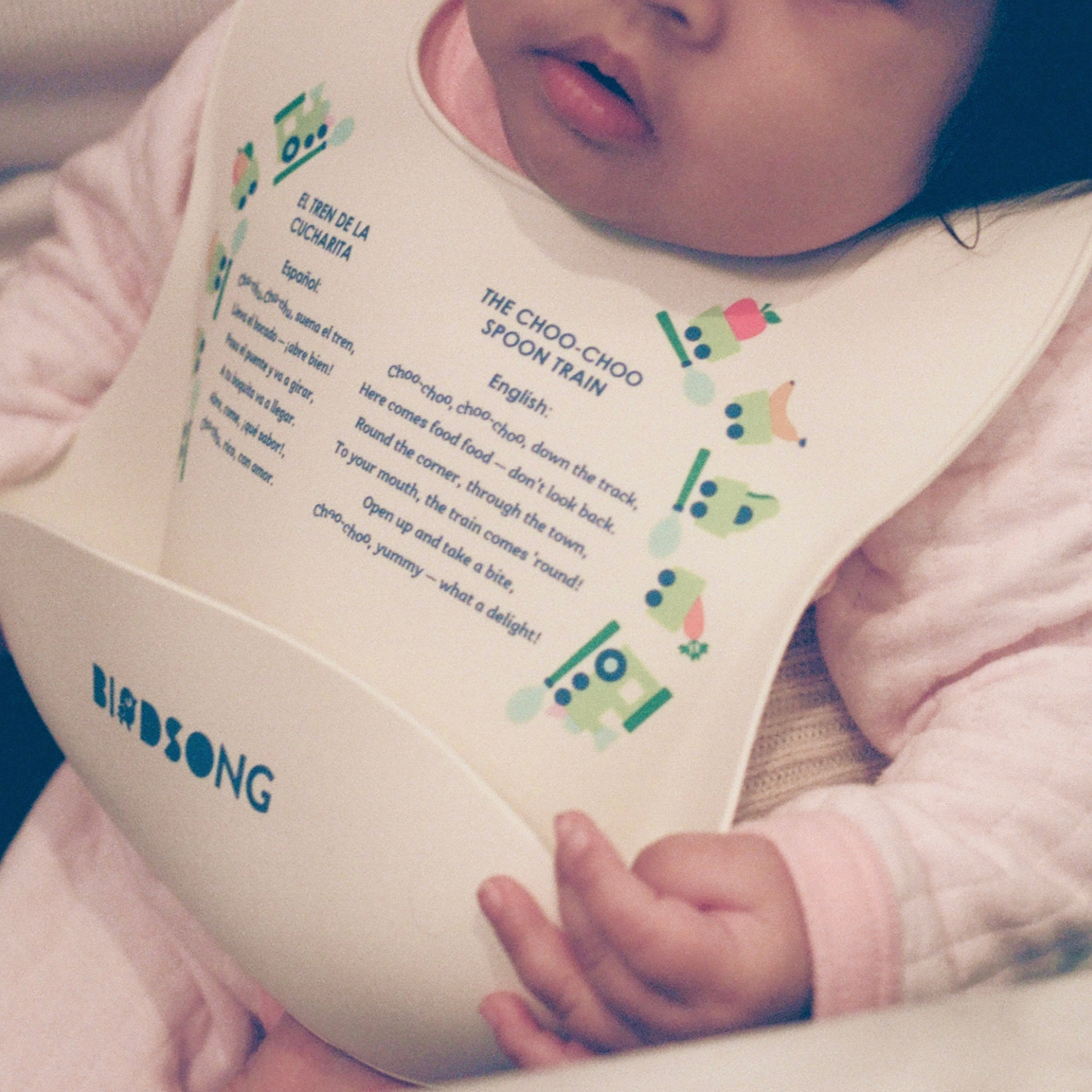 El Tren de la Cucharita (Choo-Choo Spoon Train) Bilingual Silicone Bib