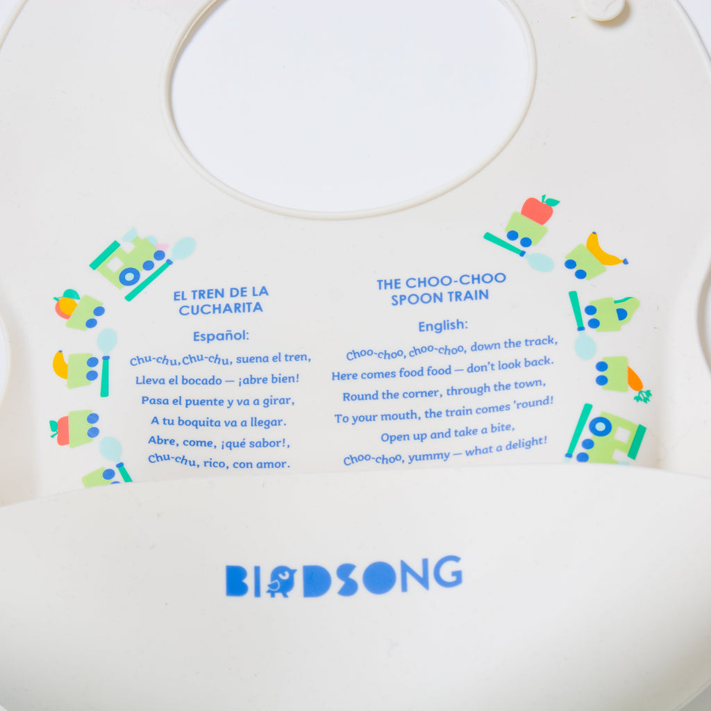 El Tren de la Cucharita (Choo-Choo Spoon Train) Bilingual Silicone Bib
