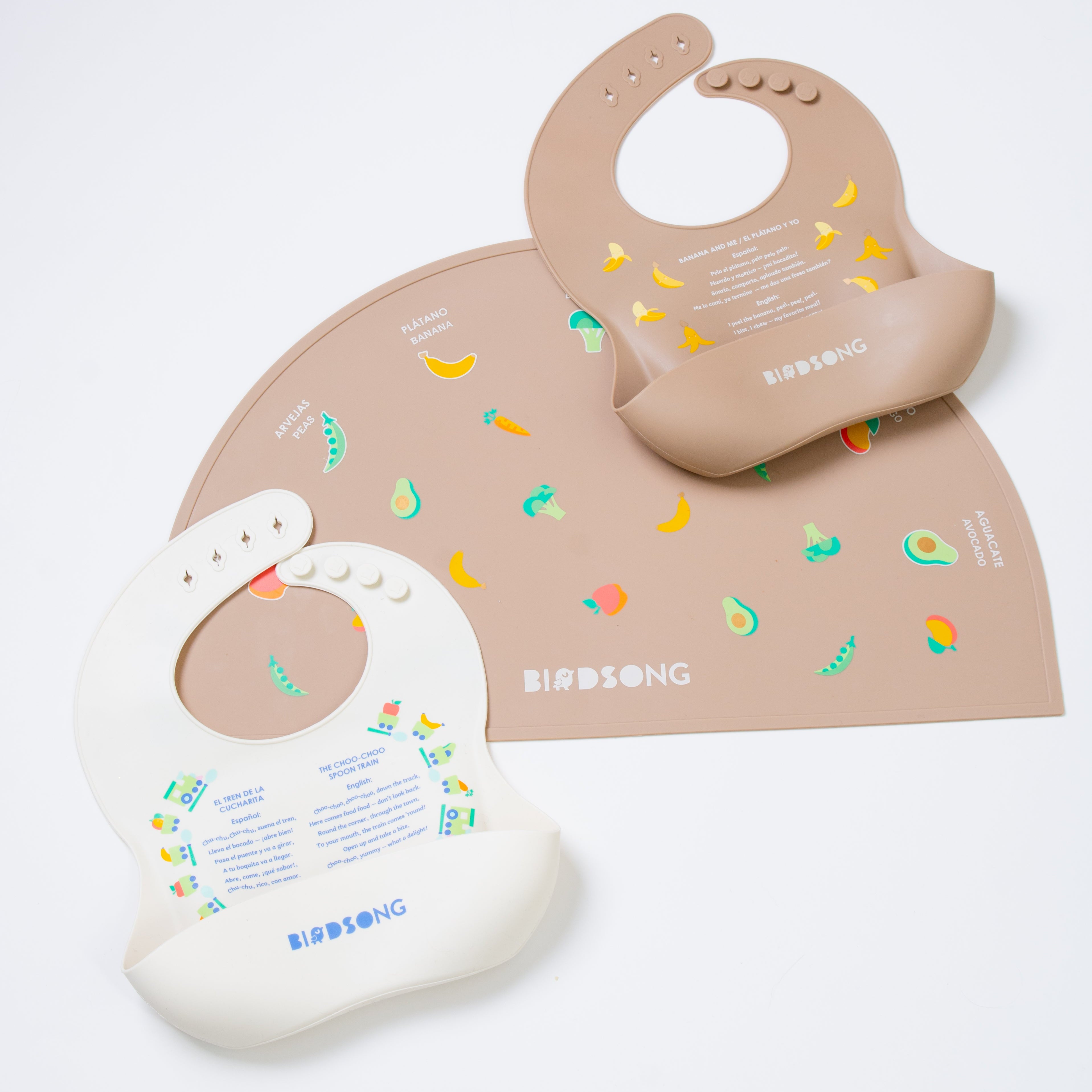 El Tren de la Cucharita (Choo-Choo Spoon Train) Bilingual Silicone Bib